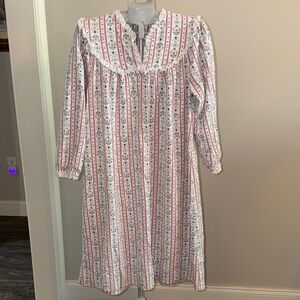 Lanz of Salzburg  Floral Striped Long Sleeve sleep dress